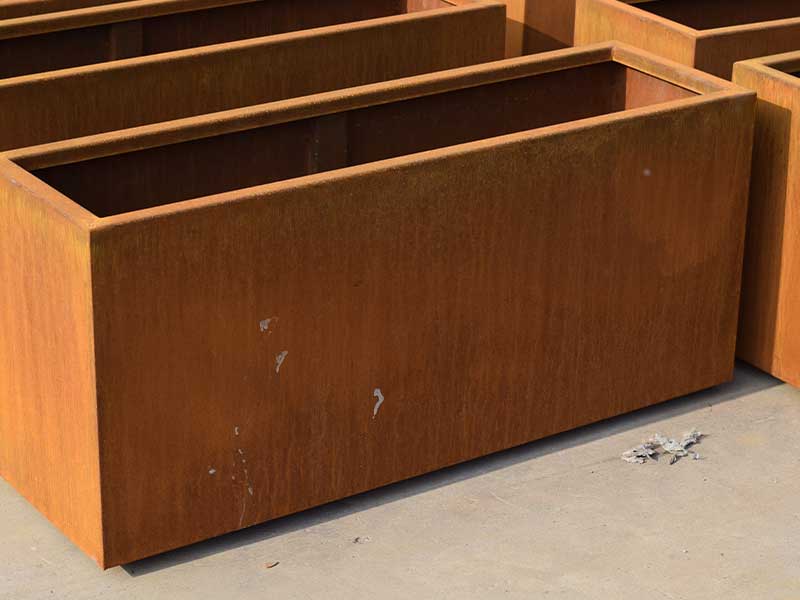 vintage style round corten steel planters boxs with House Number